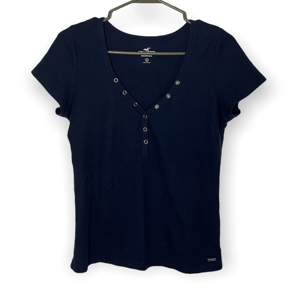 Hollister Navy Blue Front Buttoned T-Shirt